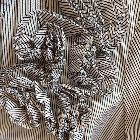 100% cotton dark blue striped, fitted LOFT button down, size 4P - Picture 2 of 4